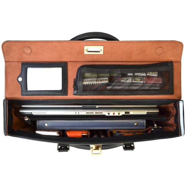 Alicia Klein womens laptop briefcase, Hollywood Tote, black, interior view