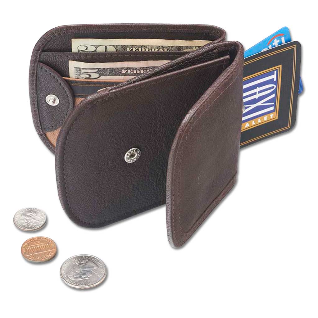 Taxi Wallet. Brown Leather Folding Wallet- Coins, Cards and Bills ...