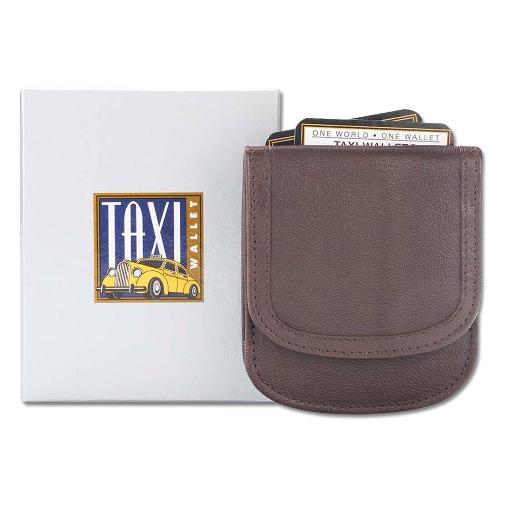 Taxi Wallet. Brown Leather Folding Wallet- Coins, Cards and