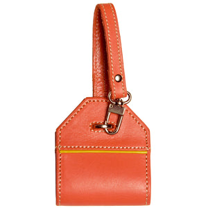 Alicia Klein leather luggage tag, Tangelo orange
