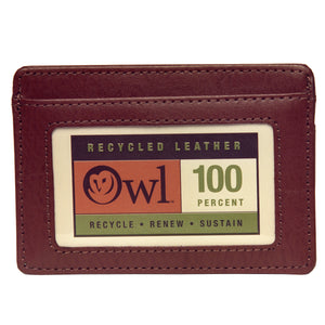 OWL recycled eco leather basic ID card holder, cocoa