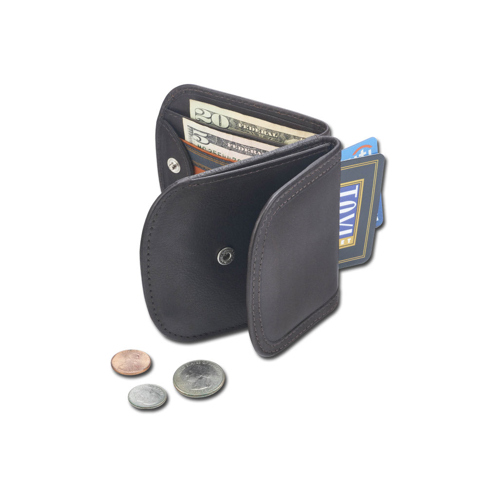 Taxi Wallet. Black Leather Folding Wallet - Coins, Cards and