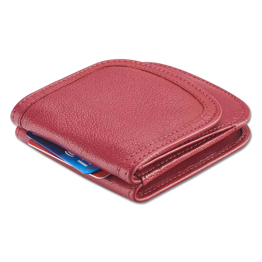 Taxi Wallet. Red Leather Folding Wallet- Coins, Cards and Bills